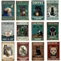 12pcs Tin signs Mangkinto, 20,32 Cm X 30,48 Cm, Tin signs Funny Cat Vintage Kitty Kitchen signs, Outdoor signs Do Home Bathrooms, Retro Art Wall Decoration, Home Decor, Halloween Decor