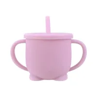 Silicone mug with straw