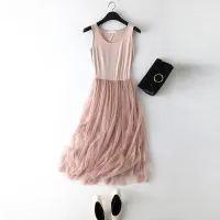 Long loose dress with tulle skirt