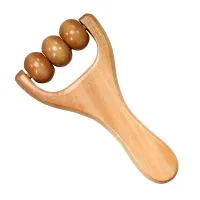 Wooden massage roller for muscles Compact massage roller for shoulders, waist, arms, legs, neck, feet and back Hand roller for full body massage Hand massage device 16, x 8,3 cm