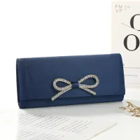 Fashionful evening bag with bow - luxury social bag with metal chain and storage space in single colored design