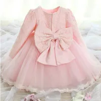 Girls beautiful formal dress decorated with a bow