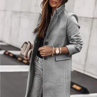 Autumn and winter simple coat with long sleeves and buttons