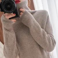 Autumn/Winter sweater for women from cashmere, with high turtleneck and long sleeve