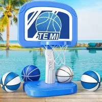 Basketbal Basketbal Basketbal Basketbalový košík na kúpanie bazén, hračky na kúpanie bazén so 4 loptičkami a čerpadlom, nastaviteľná výška košík na okraji bazéna pre vodné basketbal hry ©Pohodlné farby Príslušenstvo
