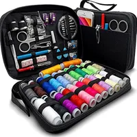 Mini sewing kit with 100 tools - 24 color threads, needles and fibers for quick repair, travel kit