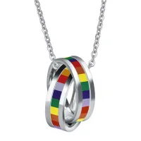 LGBTQ+ rainbow double neck ring with chain