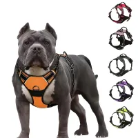 Harnais pour chien anti-traction réglable avec gilet rembourré et deux clips pour laisse - Empêche l'étouffement et offre des promenades confortables