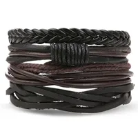 Men's set of leather bracelets