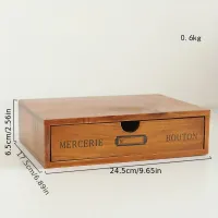 Vintage dřevěný úložný box na stůl či kancelář, 1/2/3 zásuvky, multifunkční organizér, novoroční dárek