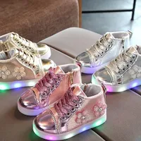 Children's girls' glowing flower shoes