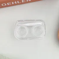 Miniature contact lens case made of clear plastic