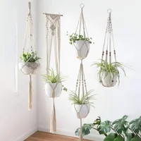 Ensemble de 4 supports de plantes en macramé faits à la main Boho