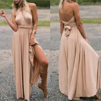 Women's luxury bridesmaid dresses with a tie slit Dickerson