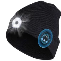 Bluetooth music cap with front LED light