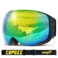 Lunettes de ski professionnelles avec effet miroir - Lunettes de ski et de snowboard avec protection UV400, lunettes de ski anti-buée avec étui en tissu