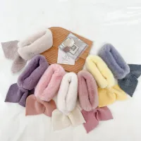 Children's winter scarf with plush collar for girls - different colors