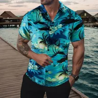 Men's Hawaiian shirt with tropical printing