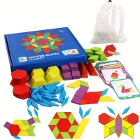 Creative puzzle with shapes - wooden tangram puzzles for pre-school children development