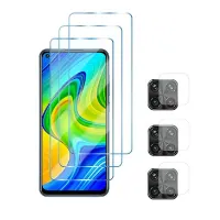 Protective glass for display 3 pcs and camera protective film 3 pcs for Xiaomi Redmi Note 8