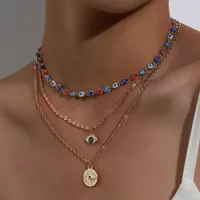 Collier multi-couches à anneaux tendance