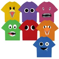 Dziecięcy kolorowy modny T-shirt z krótkim rękawem i nadrukiem Rainbow Friends