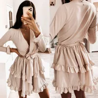 Vestido mini en A para mujer con volantes