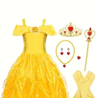 Rochie pentru fetițe - Frumusețea prințesei cu umerii goi - Stratificată, îmbrăcăminte de petrecere cu accesorii