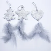 Ornements de Noël avec plumes 3 pcs