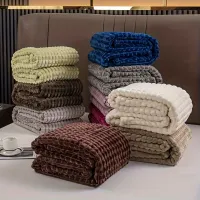 1 buc. Pătură decorativă din blană artificială de iepure în carouri, o pătură caldă și moale pentru canapea, pat și fotoliu