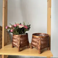 Decorative bamboo storage basket for flowers