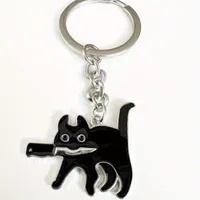 Porte-clés Black Cat Couteau - Porte-clés vintage en acier inoxydable