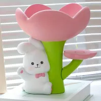 Beau porte-clés en plastique en forme de pot de fleurs avec un adorable lapin pour une maison moderne