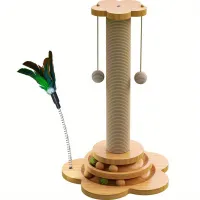 Scratch for cats with spin base and interactive toy