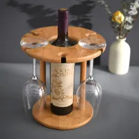 1 ks Držiak na stolové víno a stojan na bambusové poháre - kreatívny držiak na víno v európskom štýle