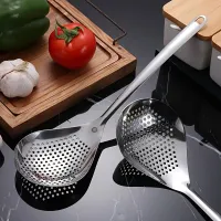 Stainless steel sieve and colander with perforated spoon