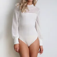 Women's bodysuit with mesh sleeves