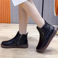 Women's low ankle boots with comfortable side zipper and warm lining