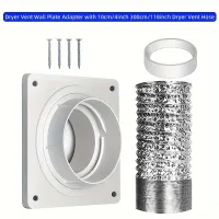 Set of Connector Hose Ventilation Dryers, Wall plate Ventilation Dryers With Hose (10,16 Cm 3,05 Meter), Connector Channel Dryers With Quick Connection and Disconnection, Area Cover 17,78 Cm X 17,78 Cm, Fits 10,16 Cm, Do Bathrooms With Washing Machine