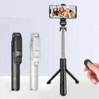 Portable selfie stick / tripod with bluetooth controller