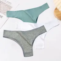 Women's set of modern comfortable cotton single color panties 3 pcs - different colors