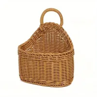 Basket with flowers from synthetic rattan in Scandinavian style