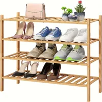 Folding bamboo shoe with two floors for indoor and outdoor use - Separate storage space for footwear at the entrance with economical design