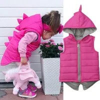 Baby feather vest with hood and dinosaur tips