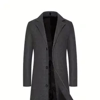 Manteau classique chaud pour homme avec revers et fermeture à boutons, manteau décontracté pour homme