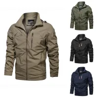 Men's stylish waterproof jacket with pockets, zipper breathable with long sleeve and hood