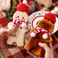 1 piece 500 ml Christmas gingerbread man repeatedly usable plastic bottle for water, juice, milk