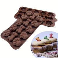 1 pièce de moule en silicone pour friandises pour chiens 14 - moule à os de chien et à pattes de chat, moule à chocolat pour gâteaux, moule à pudding glacé