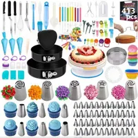 413-piece cake decorating set - rotating stand, decorating tips, baking tools