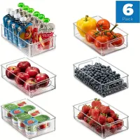 6 pcs Downloadable Organizational Boxes to the Refrigerator - Transparent, With Captures, Food, Fruit, Vegetables, Drinks
